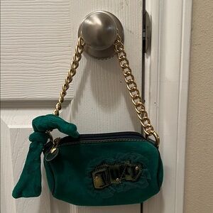 Vintage Juicy Couture Green Mini Bag with Gold Chain